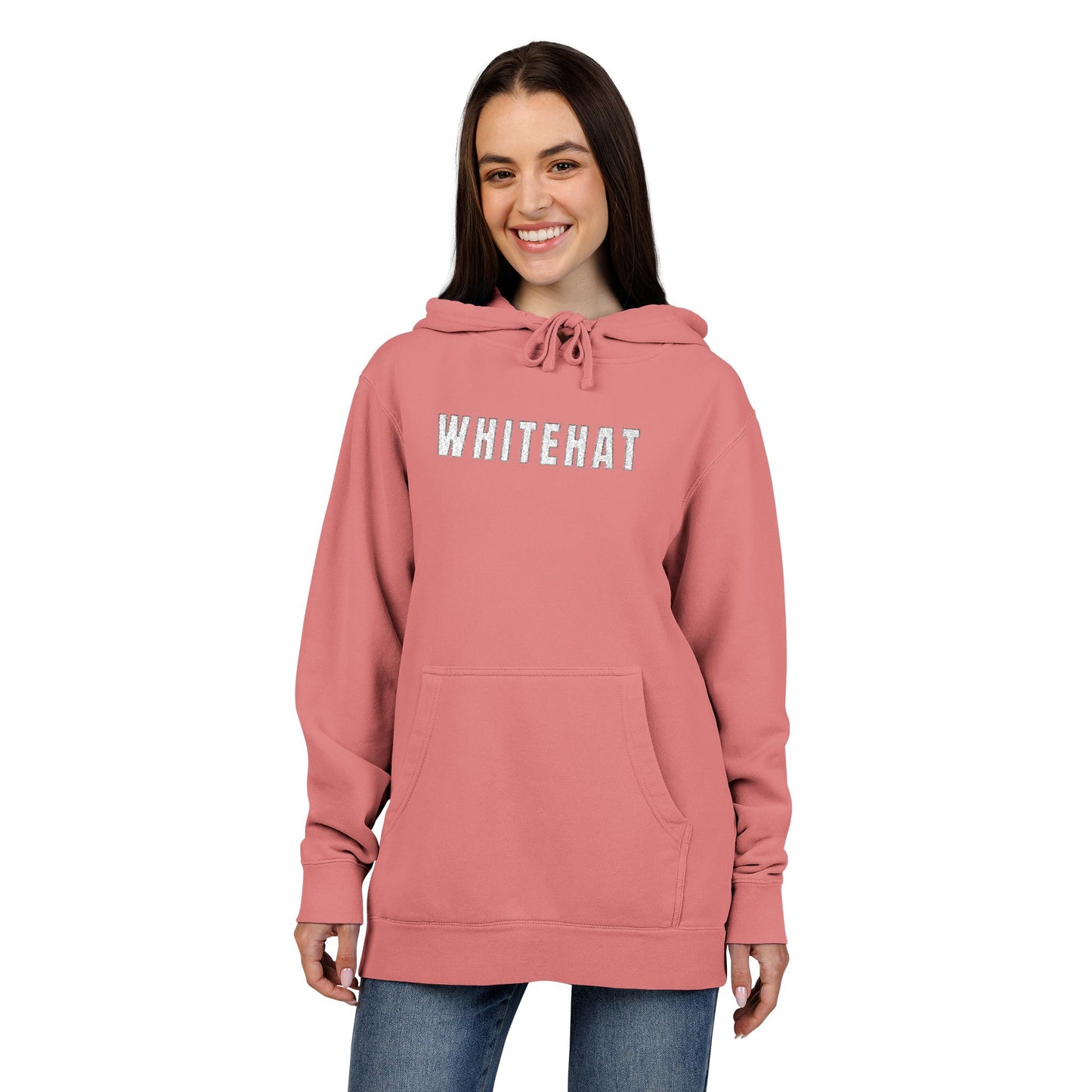 INSPIRED WHITEHAT Hoodie — Distressed Logo Pigment-Dyed Pullover