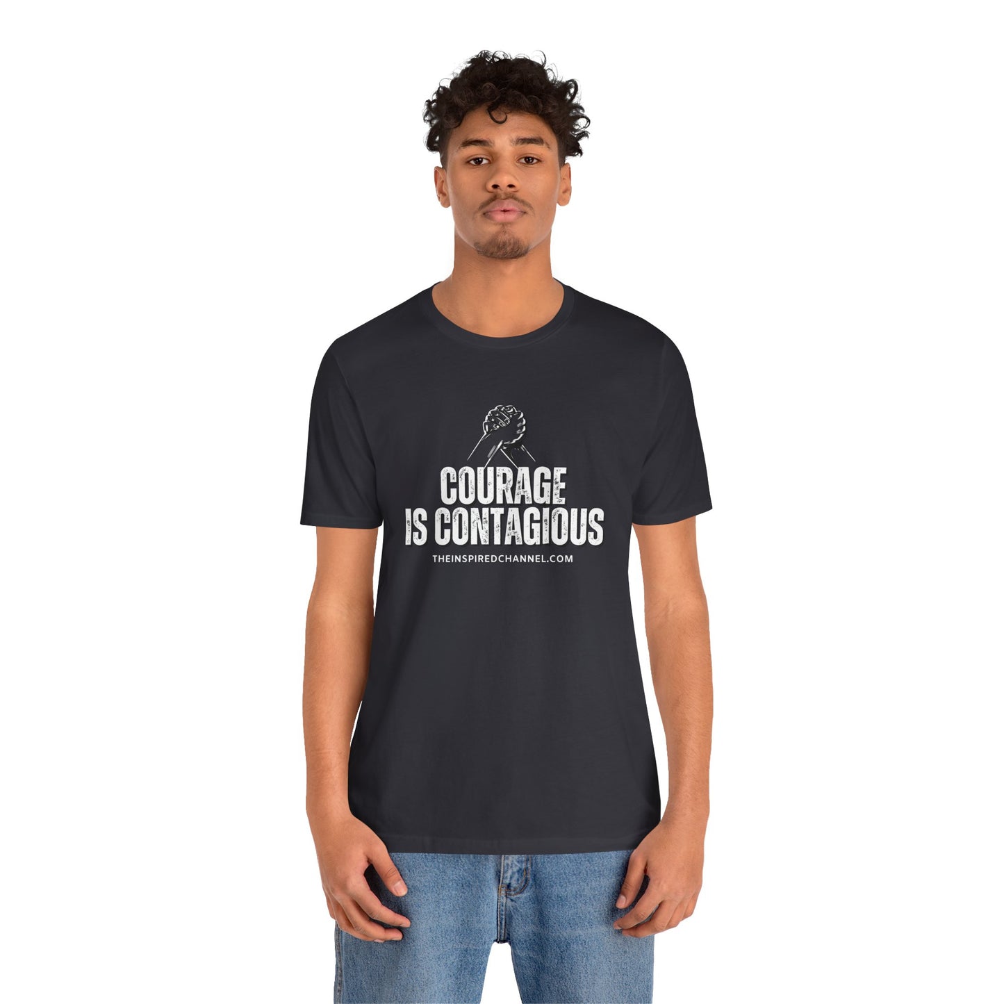 INSPIRED UNISEX Courage Is Contagious Jersey Short Sleeve Tee