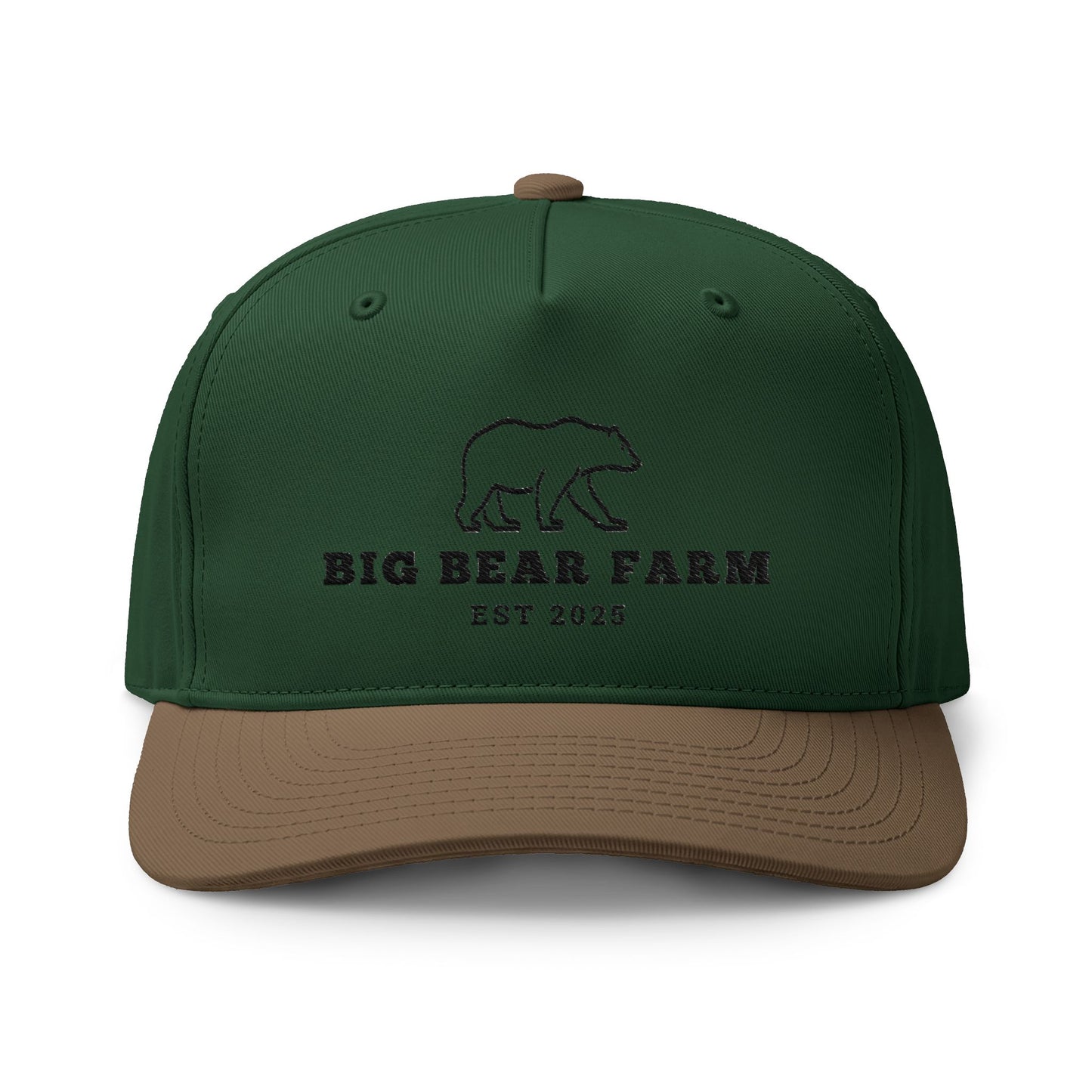 INSPIRED Big Bear Farm Two-Tone Cap — Embroidered Bear Logo Dad Hat (Est. 2025)