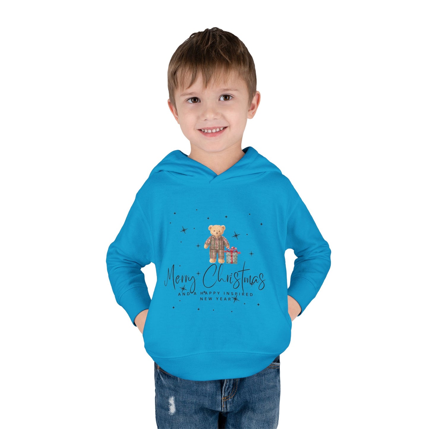 INSPIRED Toddler Hoodie - Merry Christmas Teddy Bear Holiday