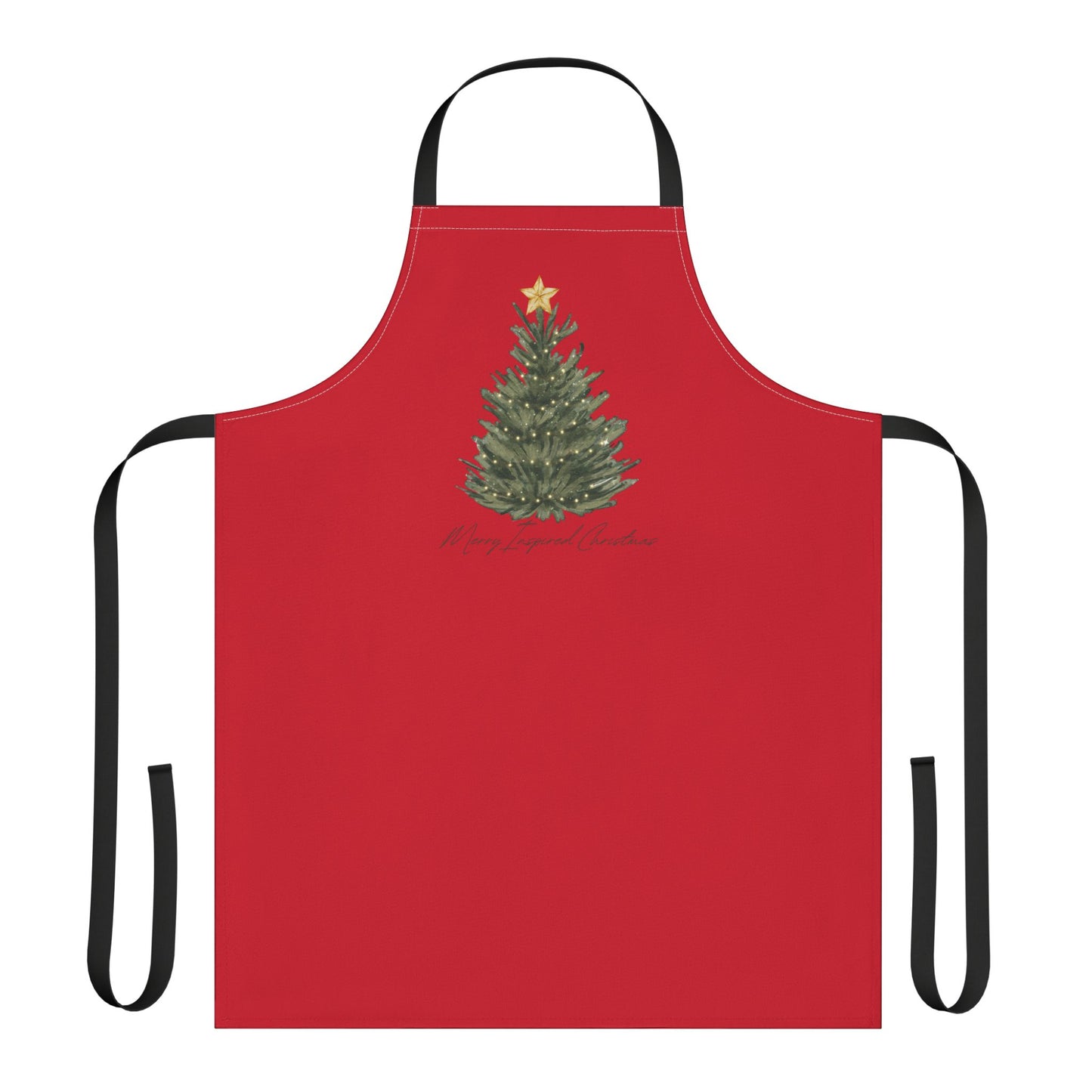 INSPIRED Christmas Tree Apron — "Merry & Bright" Holiday Kitchen Apron