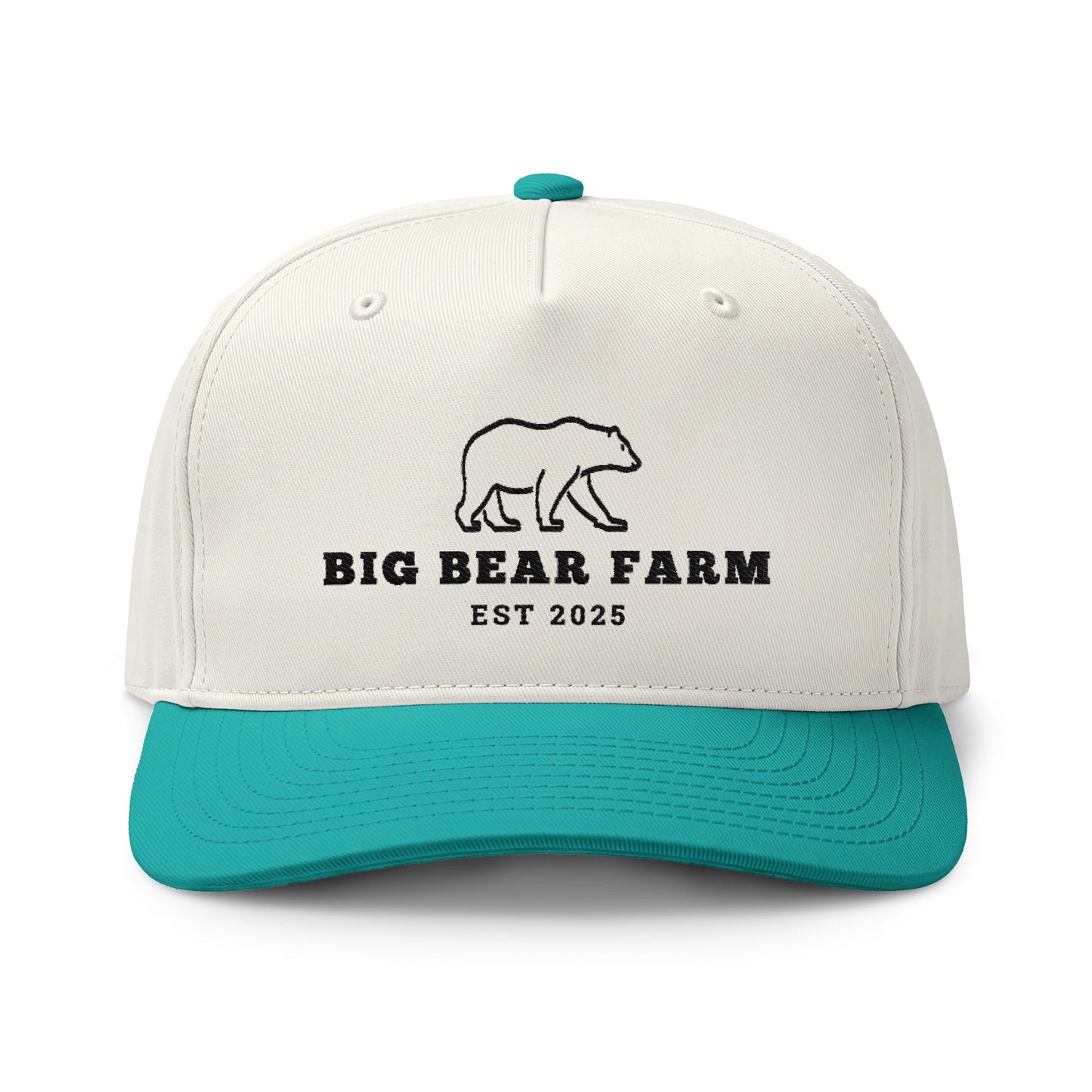 INSPIRED Big Bear Farm Two-Tone Cap — Embroidered Bear Logo Dad Hat (Est. 2025)