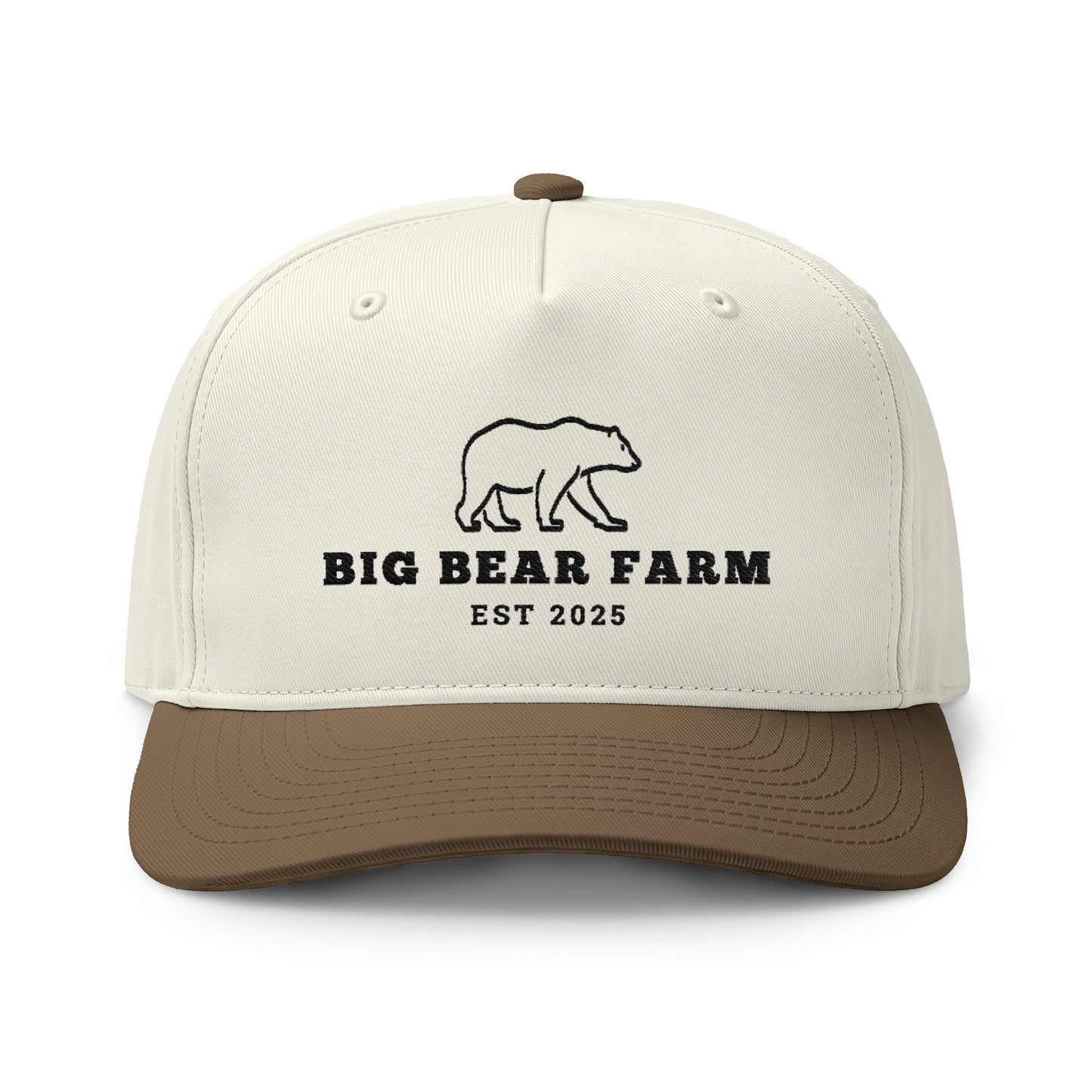INSPIRED Big Bear Farm Two-Tone Cap — Embroidered Bear Logo Dad Hat (Est. 2025)