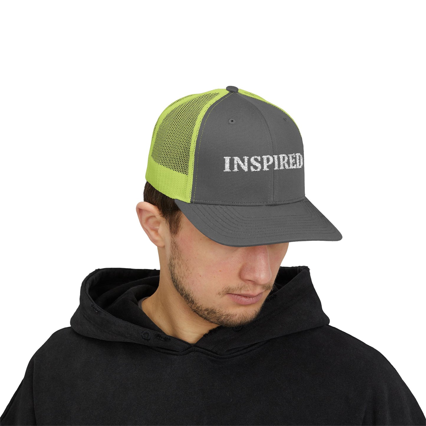 Inspired Snapback Trucker Cap — Rhinestone 'INSPIRED' Mesh Hat