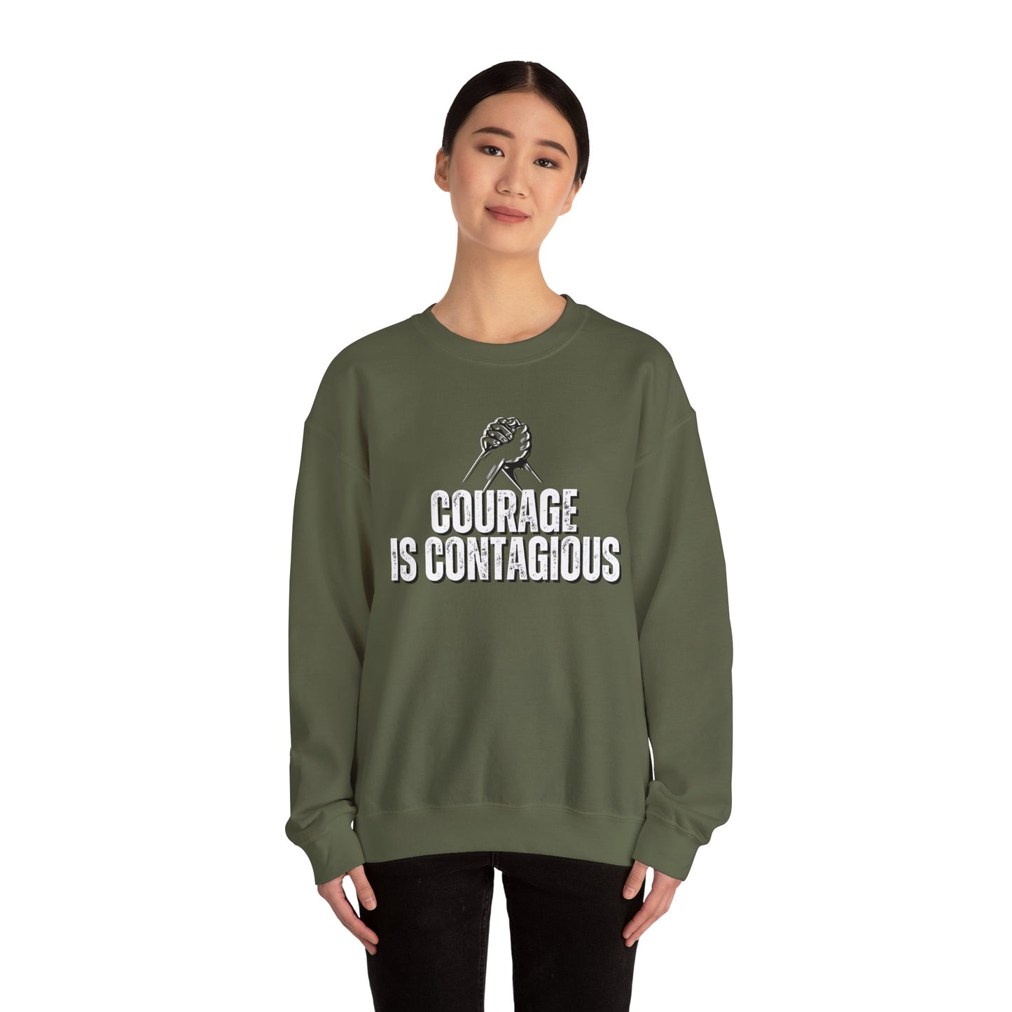 INSPIRED UNISEX Courage Is Contagious Unisex Heavy Blend Crewneck Sweatshirt