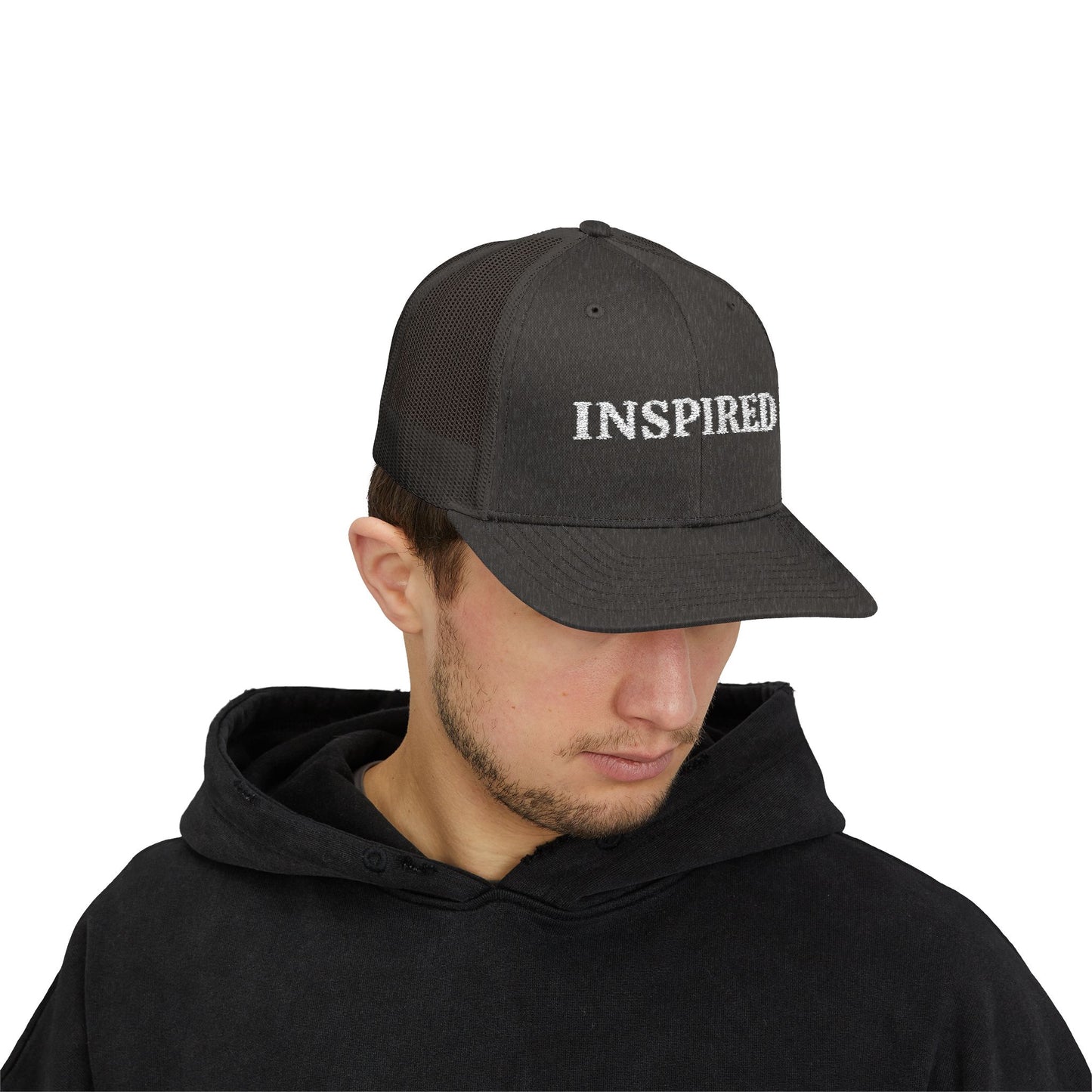 Inspired Snapback Trucker Cap — Rhinestone 'INSPIRED' Mesh Hat