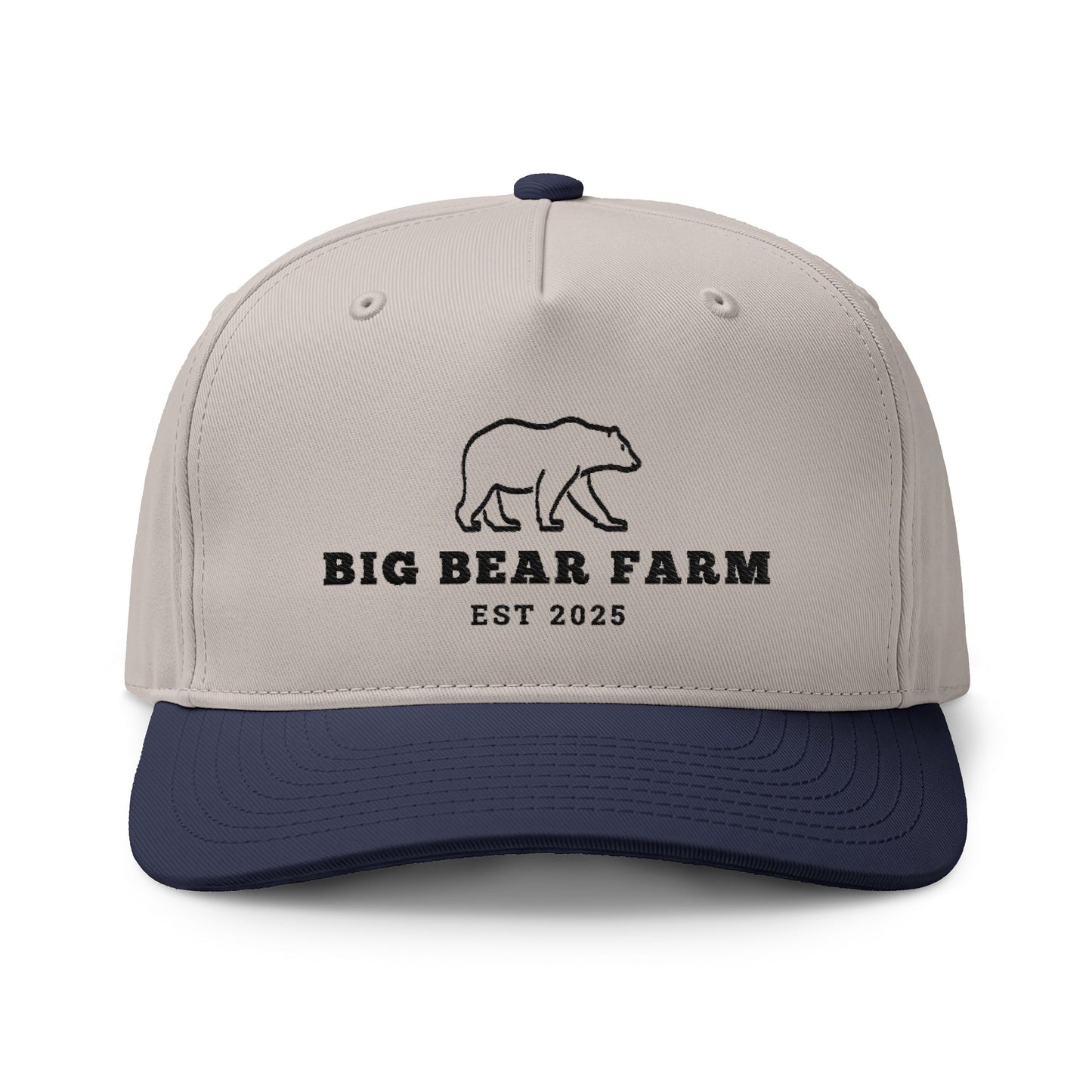 INSPIRED Big Bear Farm Two-Tone Cap — Embroidered Bear Logo Dad Hat (Est. 2025)