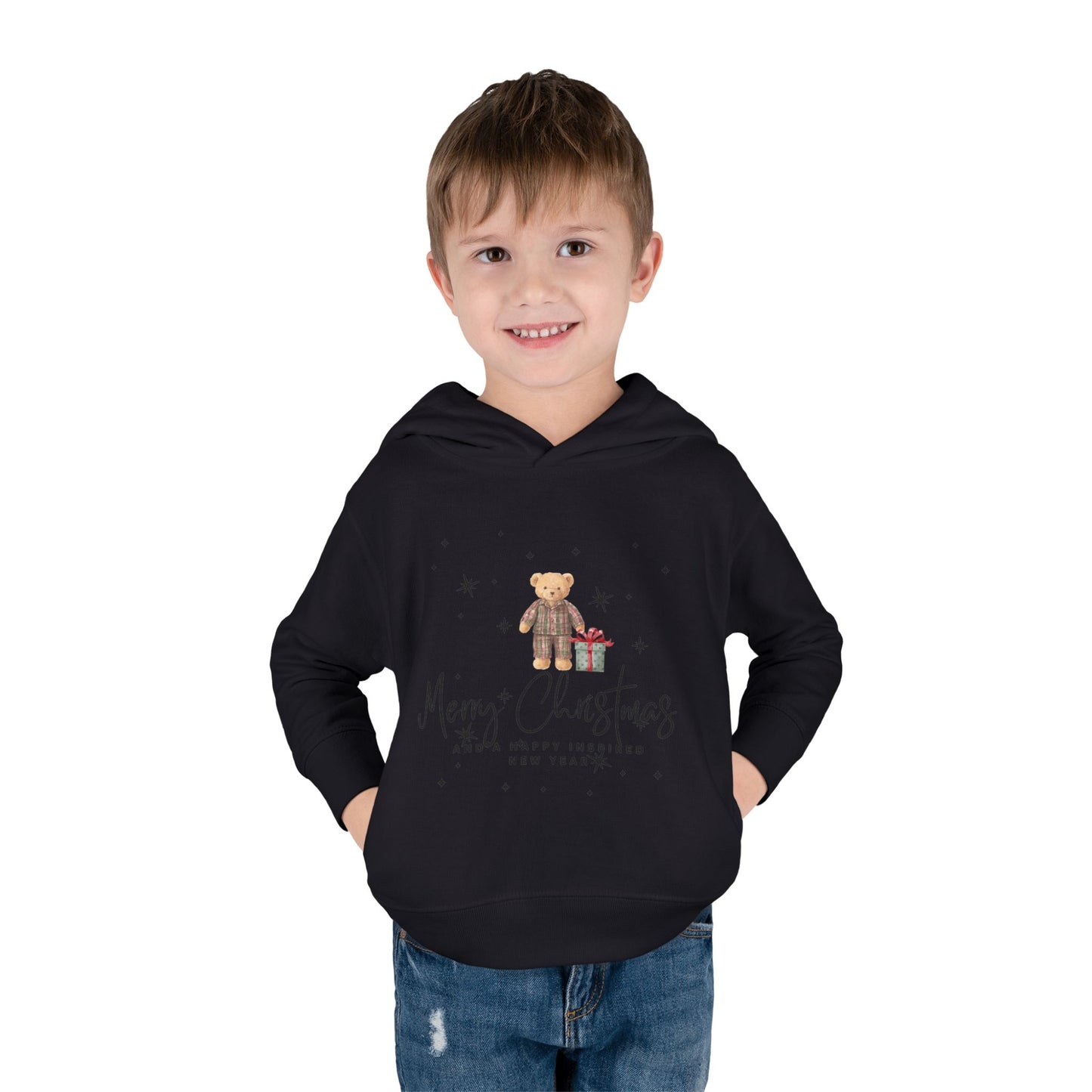 INSPIRED Toddler Hoodie - Merry Christmas Teddy Bear Holiday