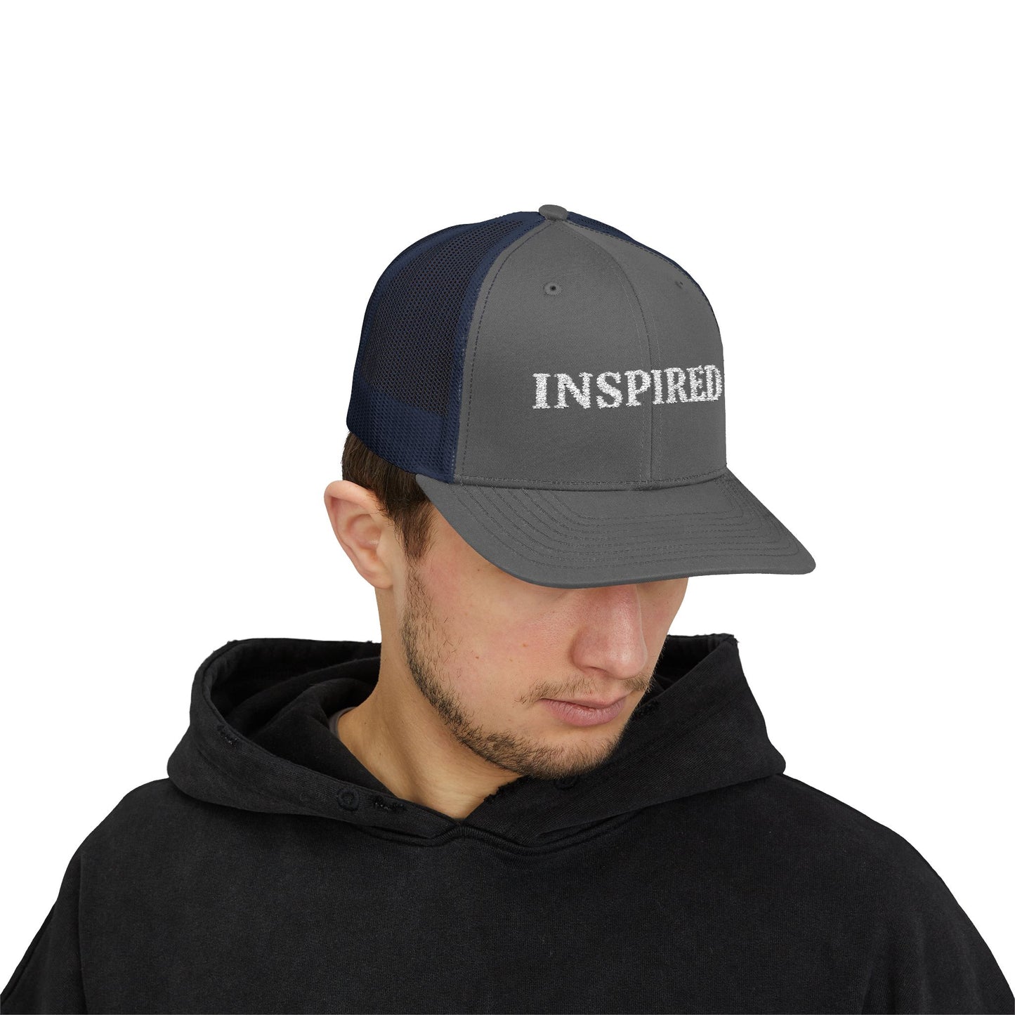 Inspired Snapback Trucker Cap — Rhinestone 'INSPIRED' Mesh Hat
