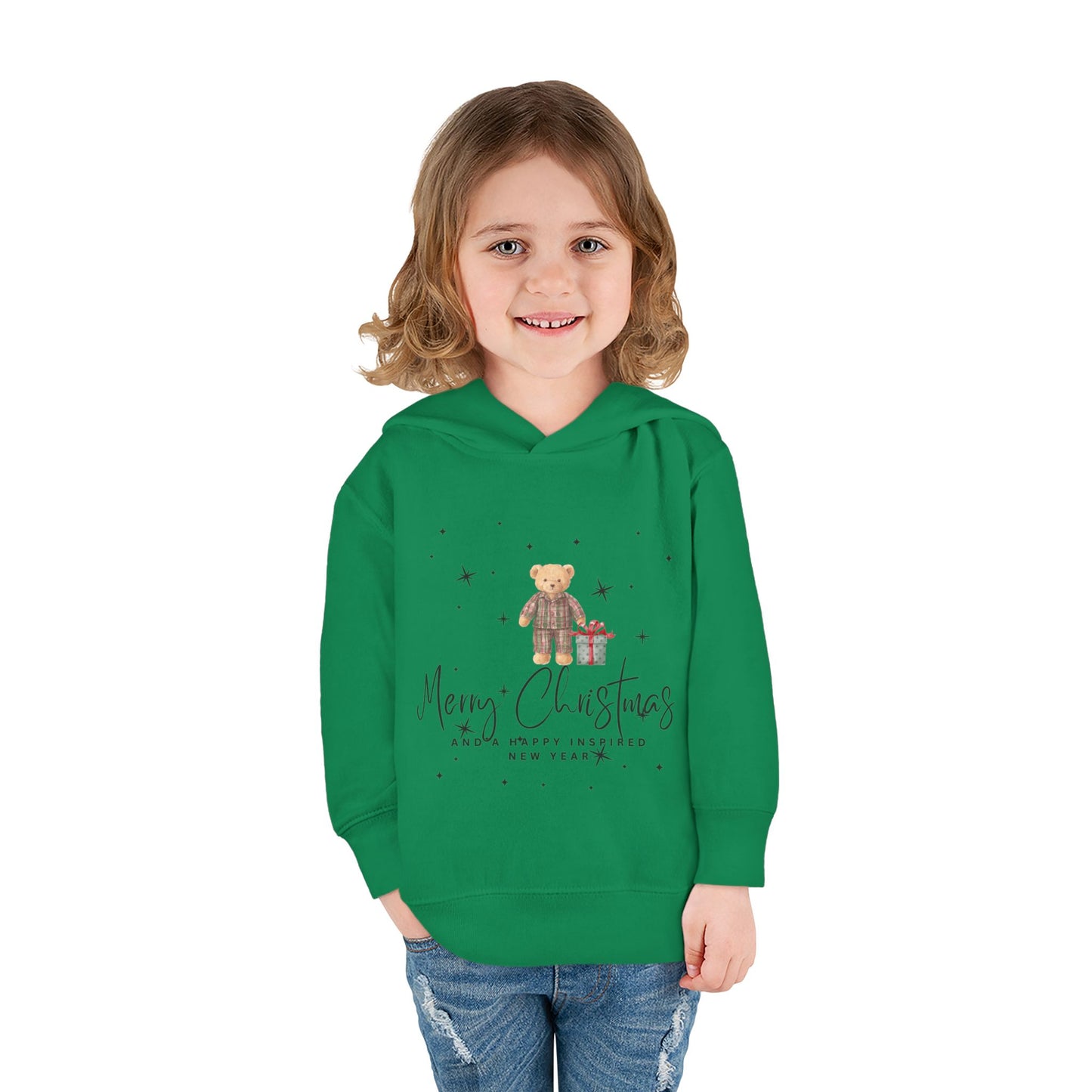 INSPIRED Toddler Hoodie - Merry Christmas Teddy Bear Holiday