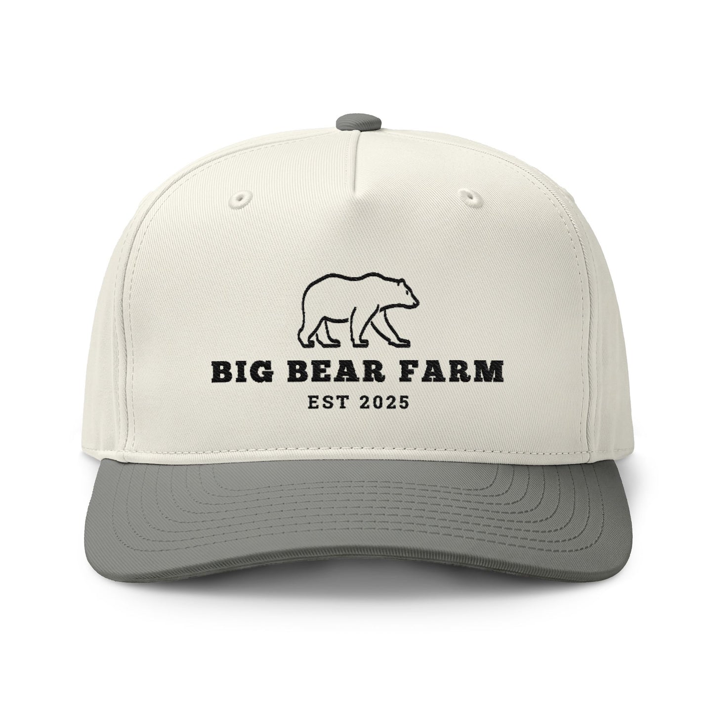 INSPIRED Big Bear Farm Two-Tone Cap — Embroidered Bear Logo Dad Hat (Est. 2025)