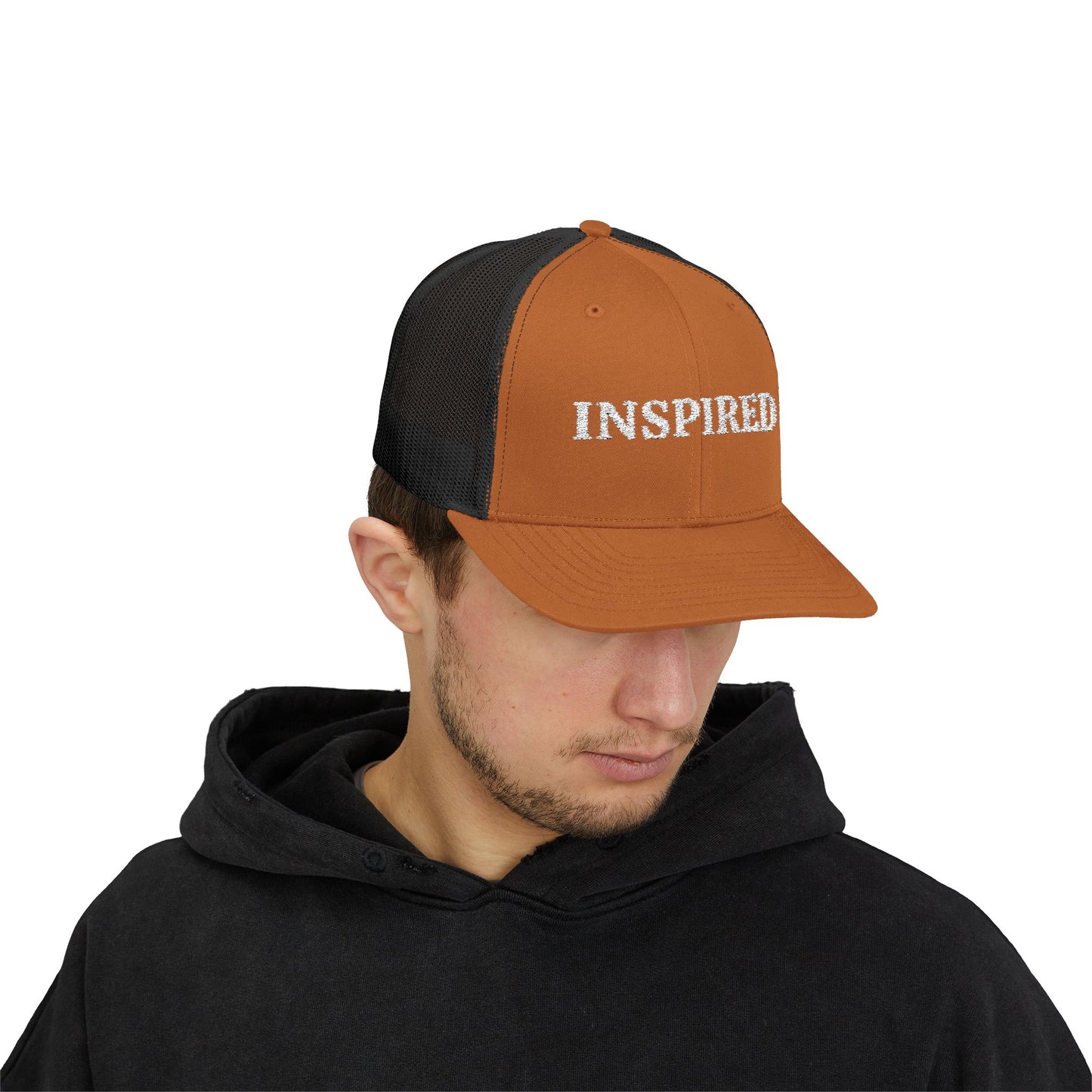 Inspired Snapback Trucker Cap — Rhinestone 'INSPIRED' Mesh Hat