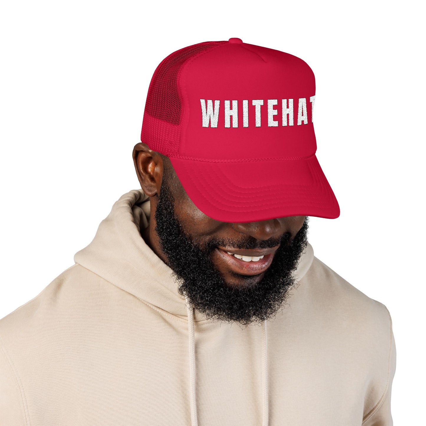 INSPIRED WHITEHAT Embroidered Trucker Hat