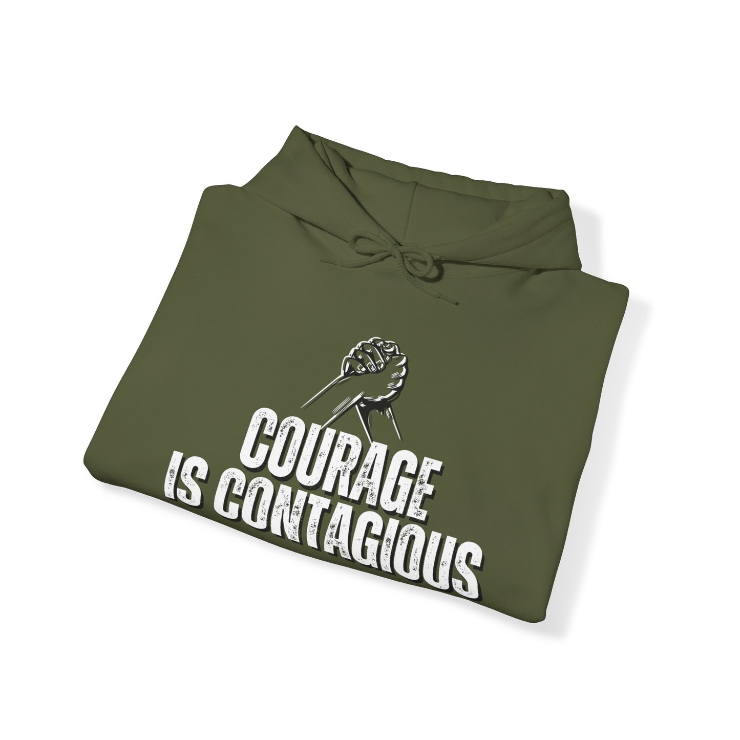 INSPIRED Women Courage is Contagious Heavy Blend Hooded Sweatshirt